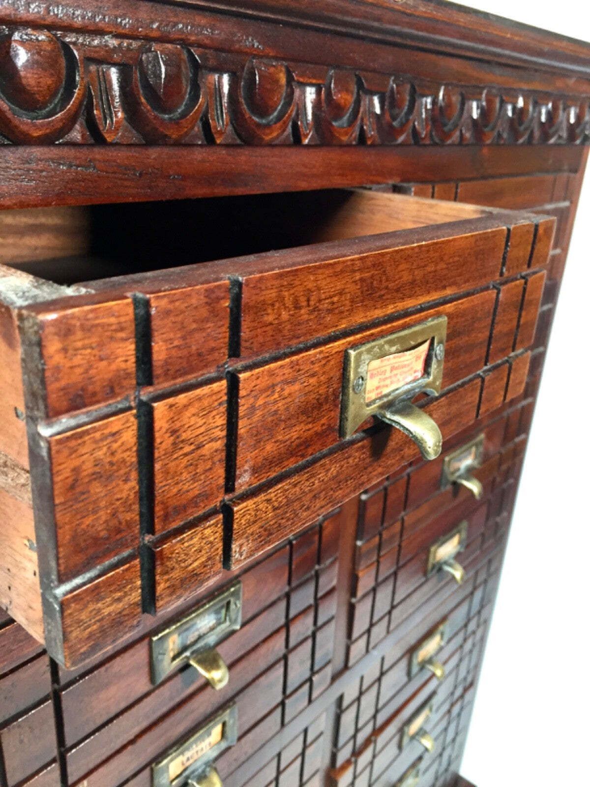 photo vinterior Antique Large Wooden Apothecary Drawer Unit / Storage Filing Cabinet Chest C1900