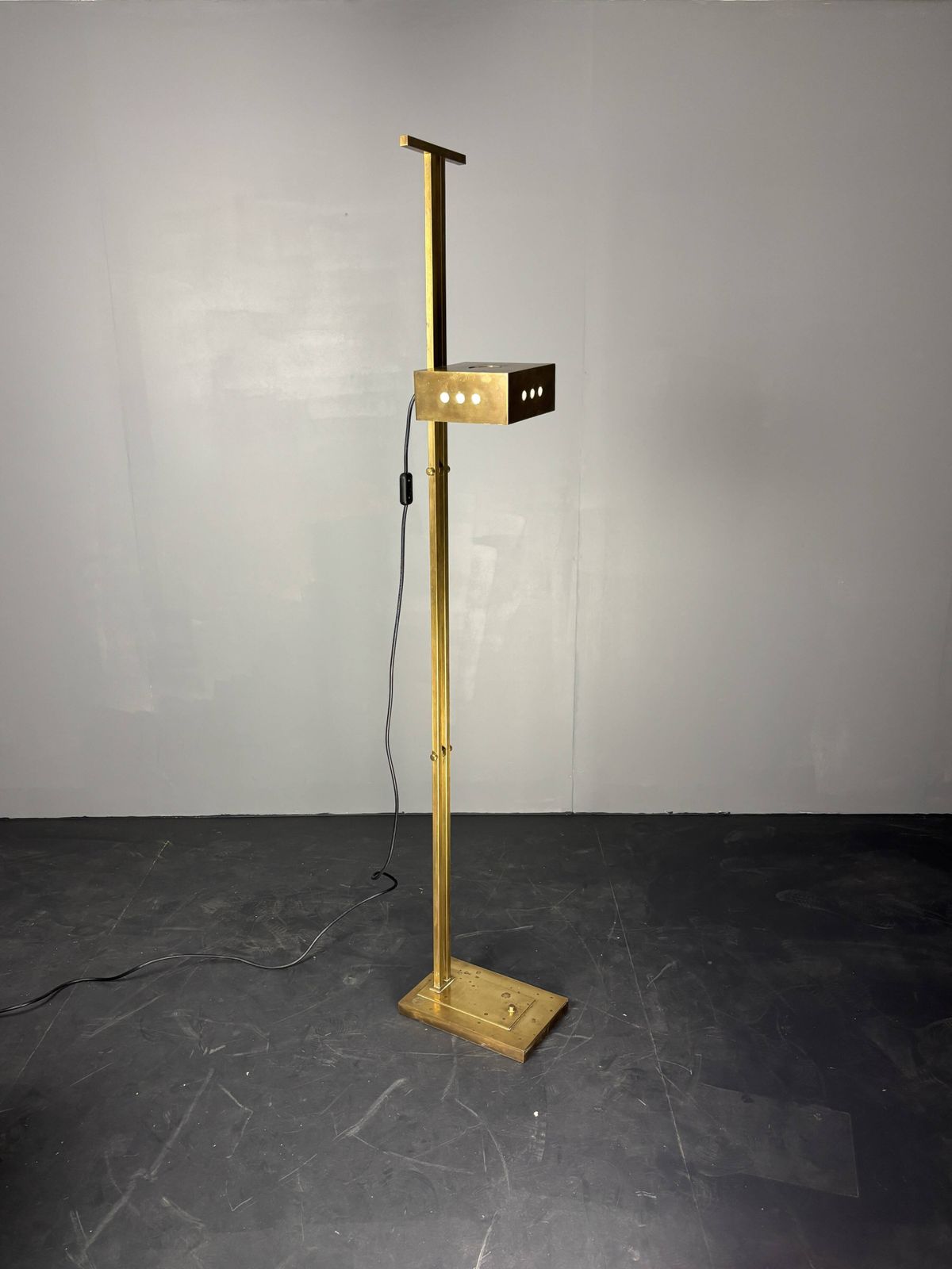 Lighting Brass Bauhaus Art Deco Adjustable Floor Lamp In The Style Of Marcel Breuer photo