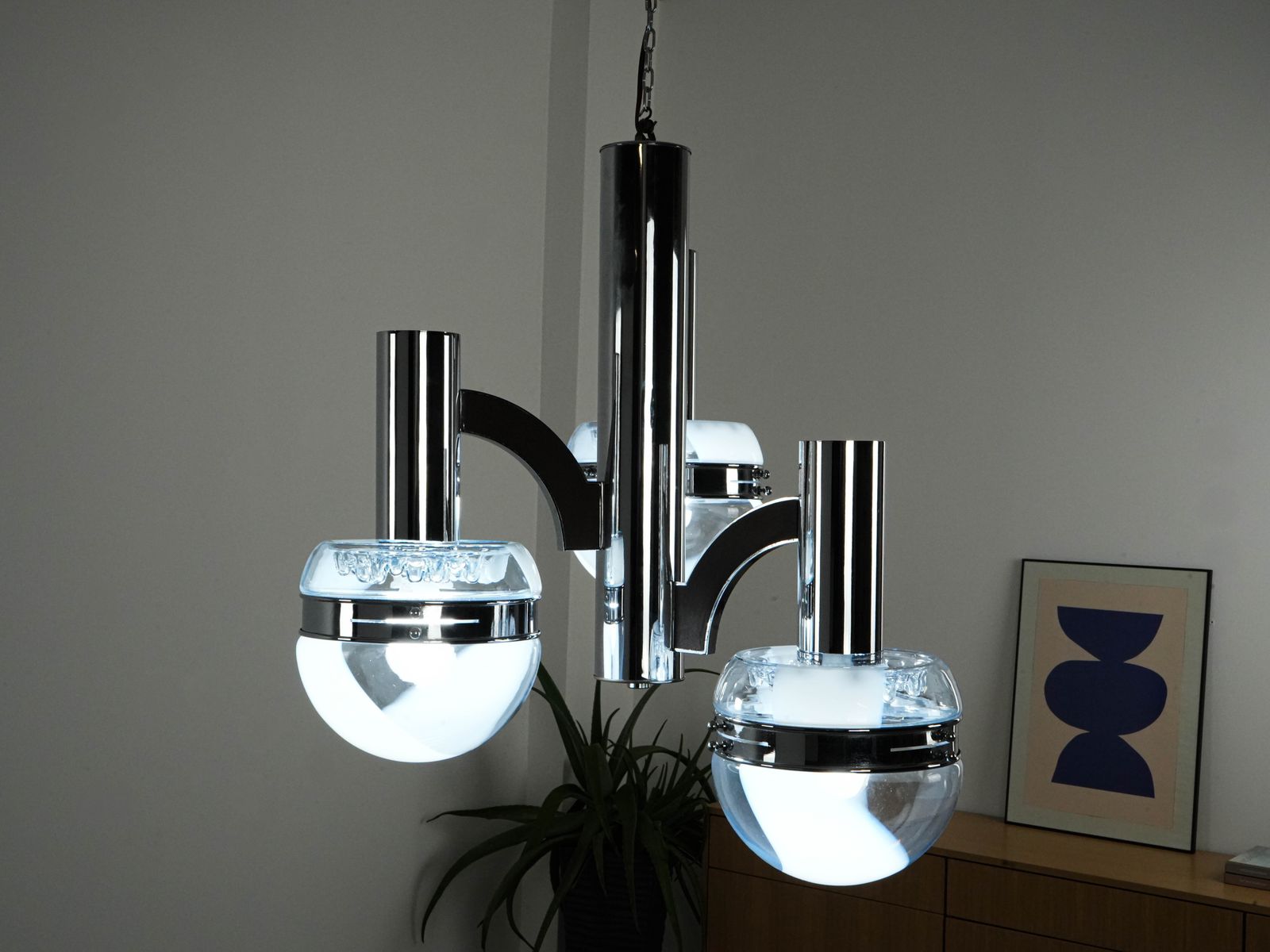 Space Age Chandelier, Murano Glass, 1970s, Made In Italy photo Lighting