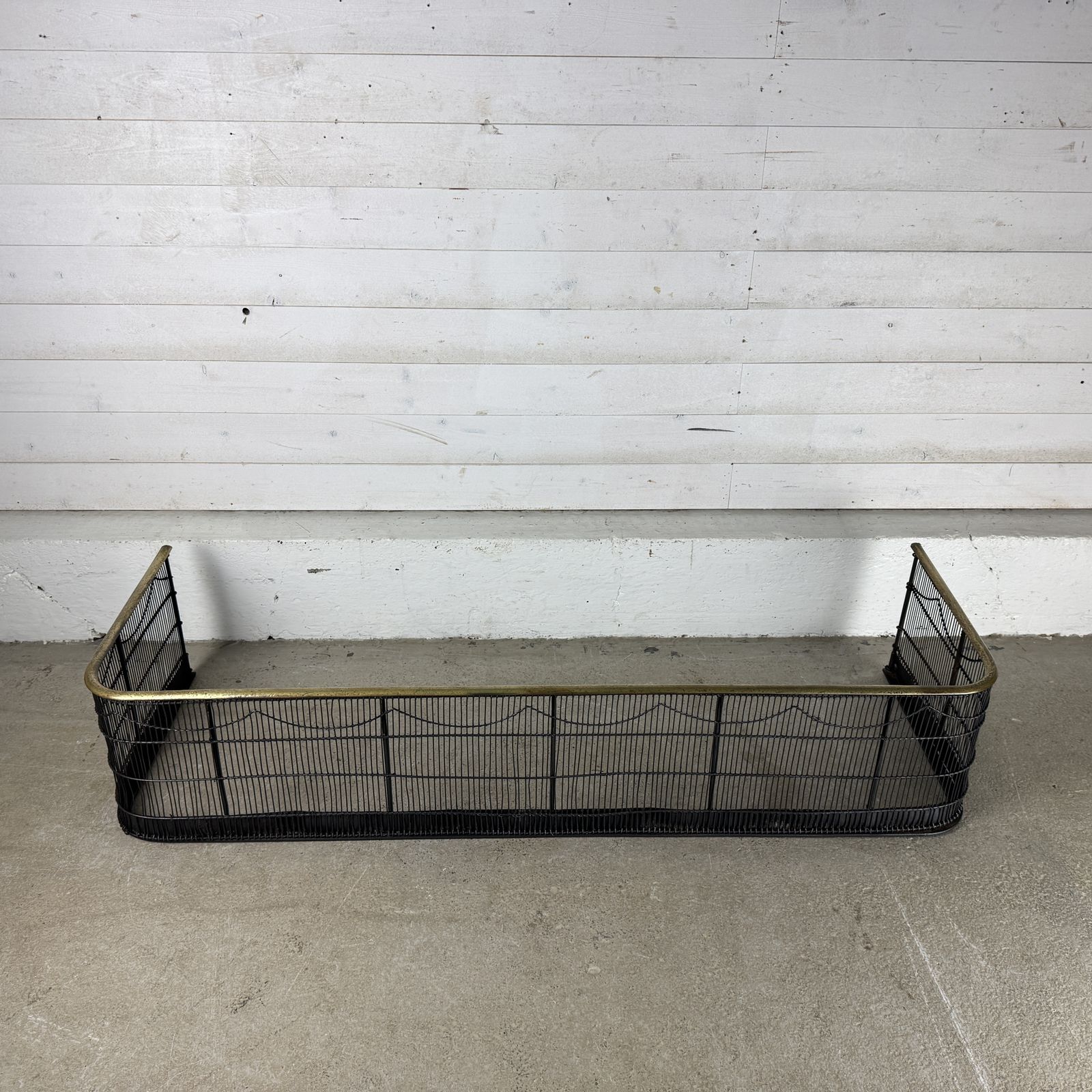 Victorian Iron Fireplace Spark Guard With Brass Rail photo for sale