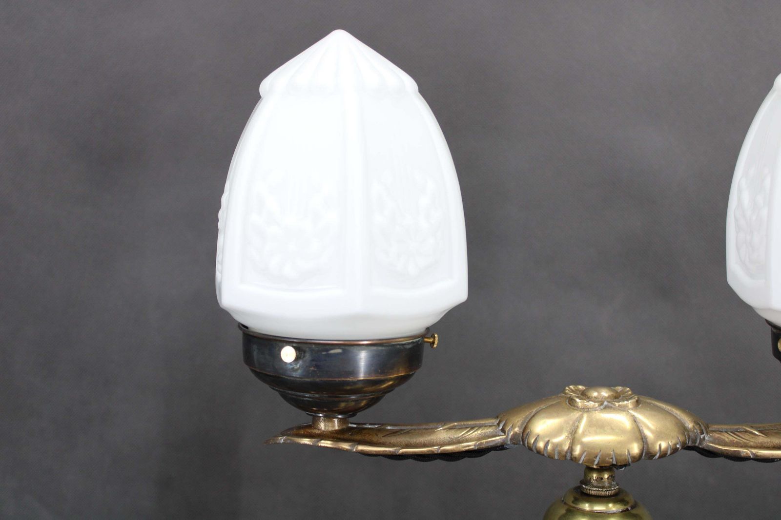 1930s Secession Brass And Glass Dual Desk Lamp, Czechoslovakia photo 600.0