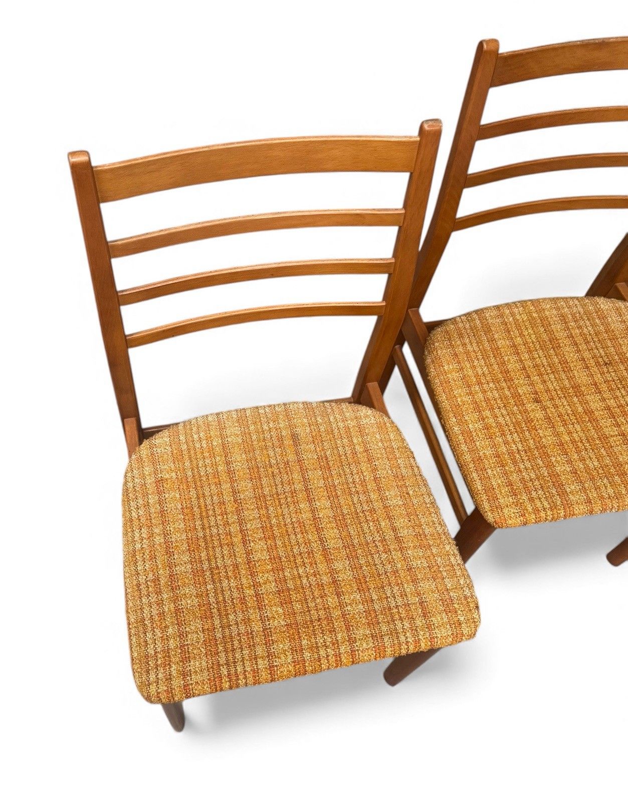 Set Of Four Beech Dining Chairs Mid Century Retro C1970s Ladder Backs photo vinterior