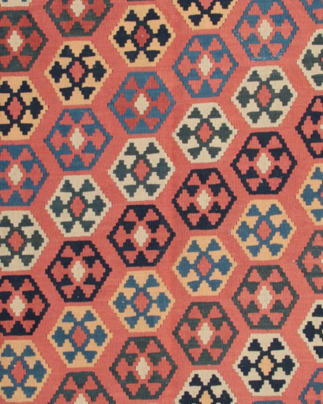 photo furniture Tapis De Couloir Kilim Vintage à Tissage Plat Rouge, Bleu Et Terracotta, 323 X 218 Cm