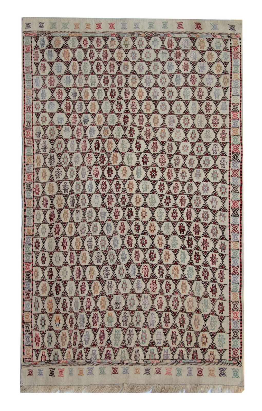 Antique Turkish Kilim Rug: Beige Wool, Zigzag Tribal Pattern, 141 X 235 Cm photo furniture