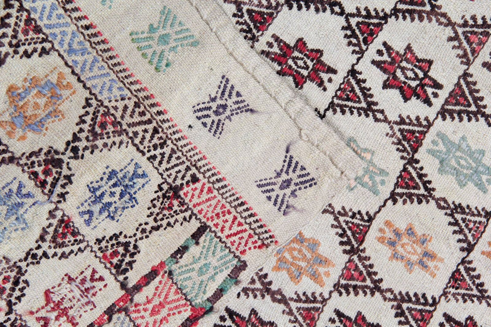 Antique Turkish Kilim Rug: Beige Wool, Zigzag Tribal Pattern, 141 X 235 Cm photo buy
