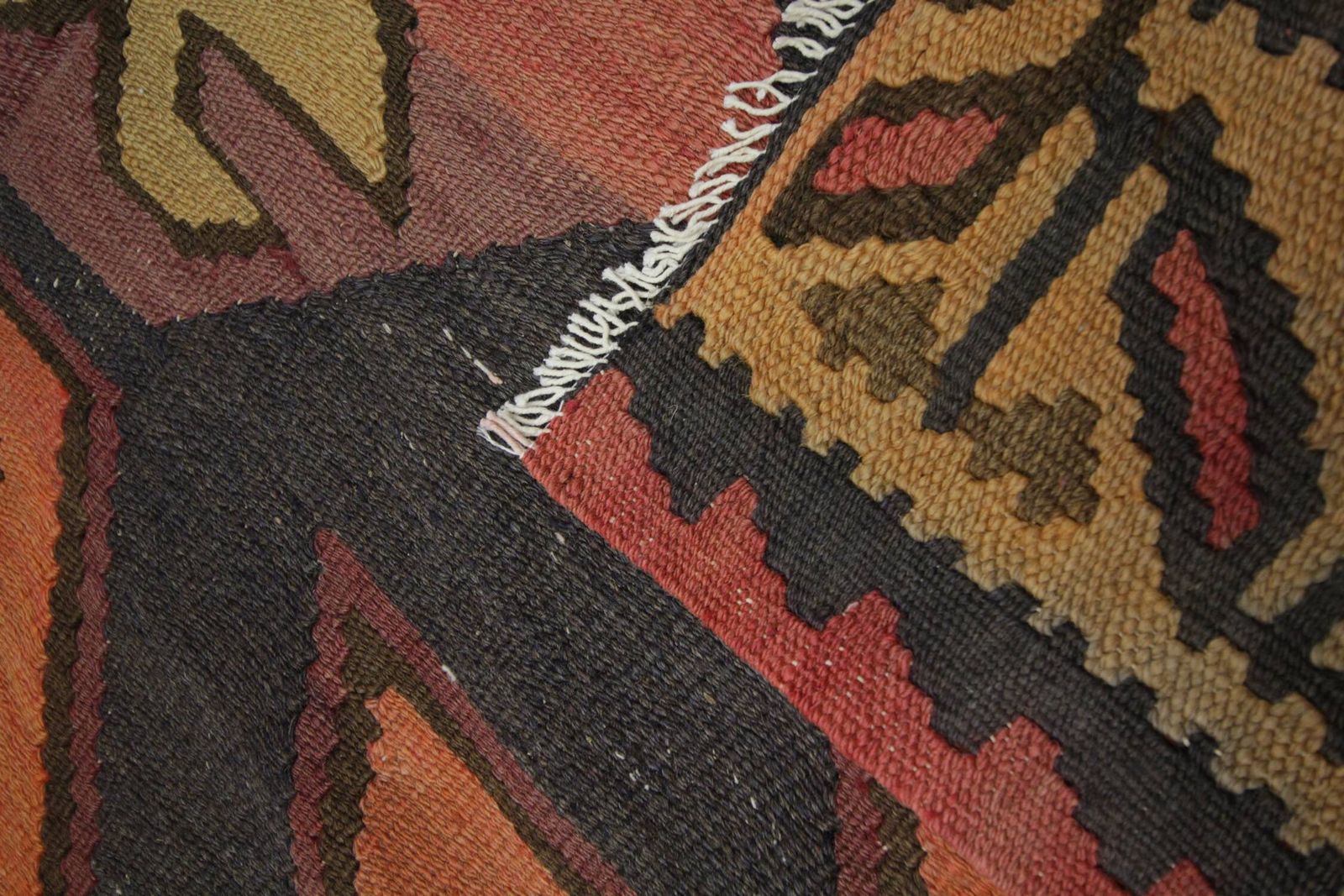Vintage Kilim Rug With Tribal Geometric Patterns photo vinterior