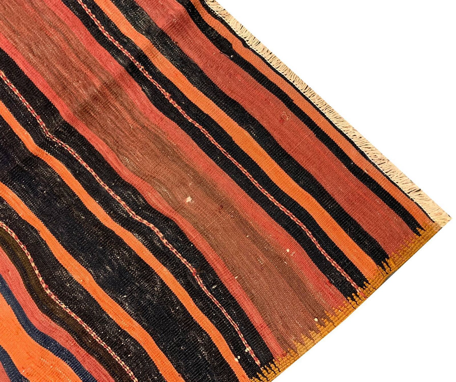 Anatolian Kilim Rug From The 1960s, Hand Woven Striped Wool Rug, 125 X 363 Cm photo 1820.0
