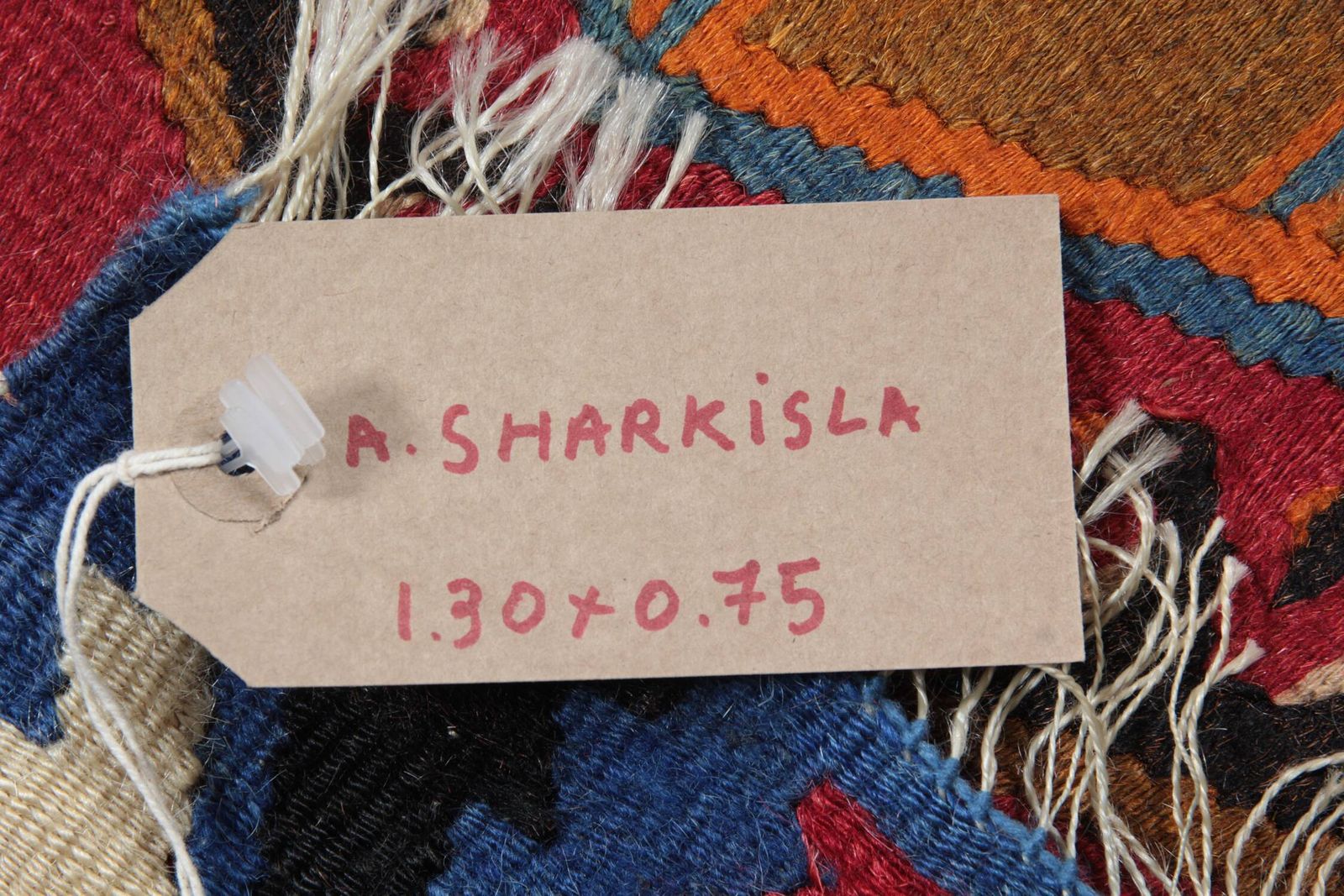 Turkish Kilim Rug From The 1940s, Small Flat Woven Wool Medallion, 75 X 130 Cm photo vintage