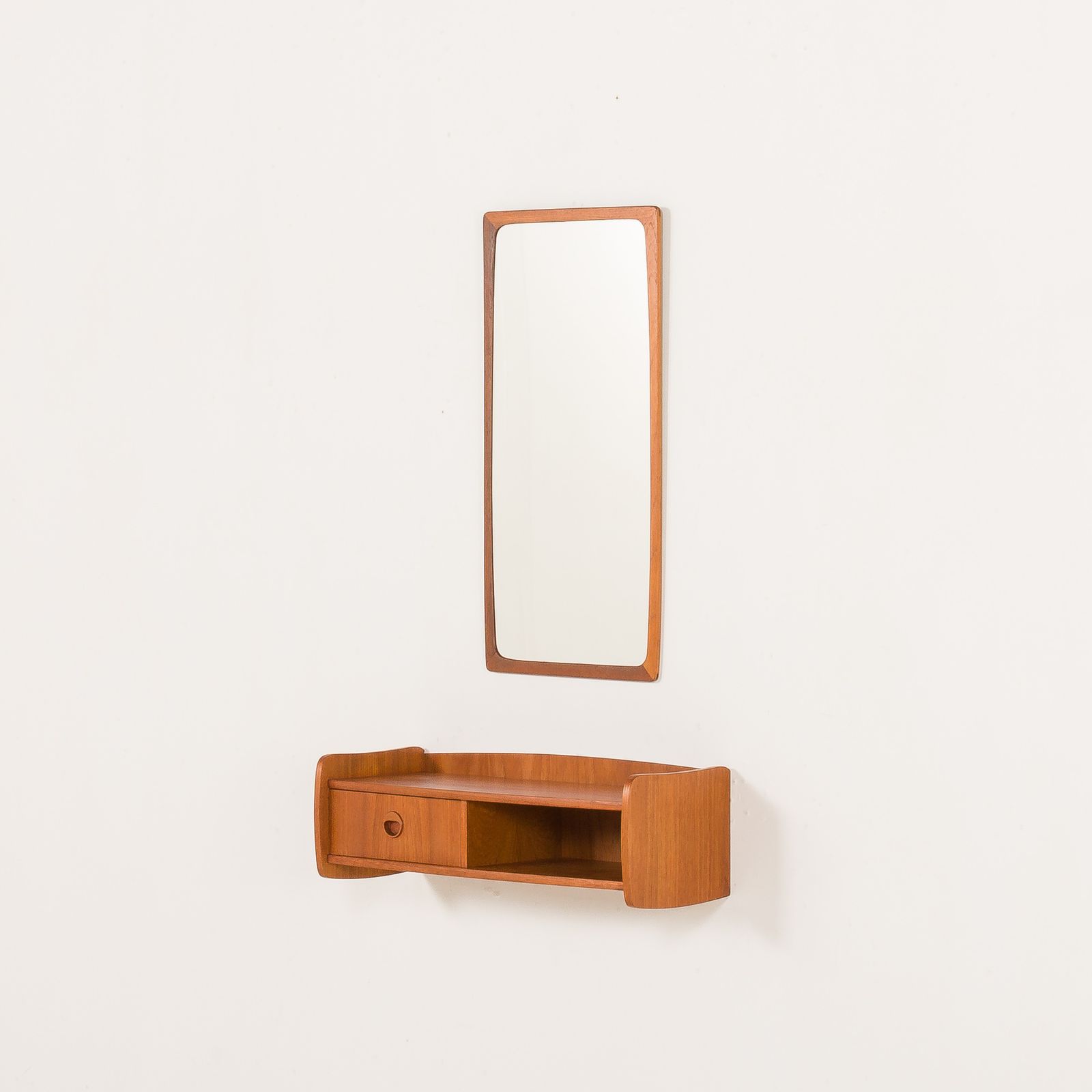 Scandinavian Mid Century Teak Mirror With A Console, 1960s photo furniture
