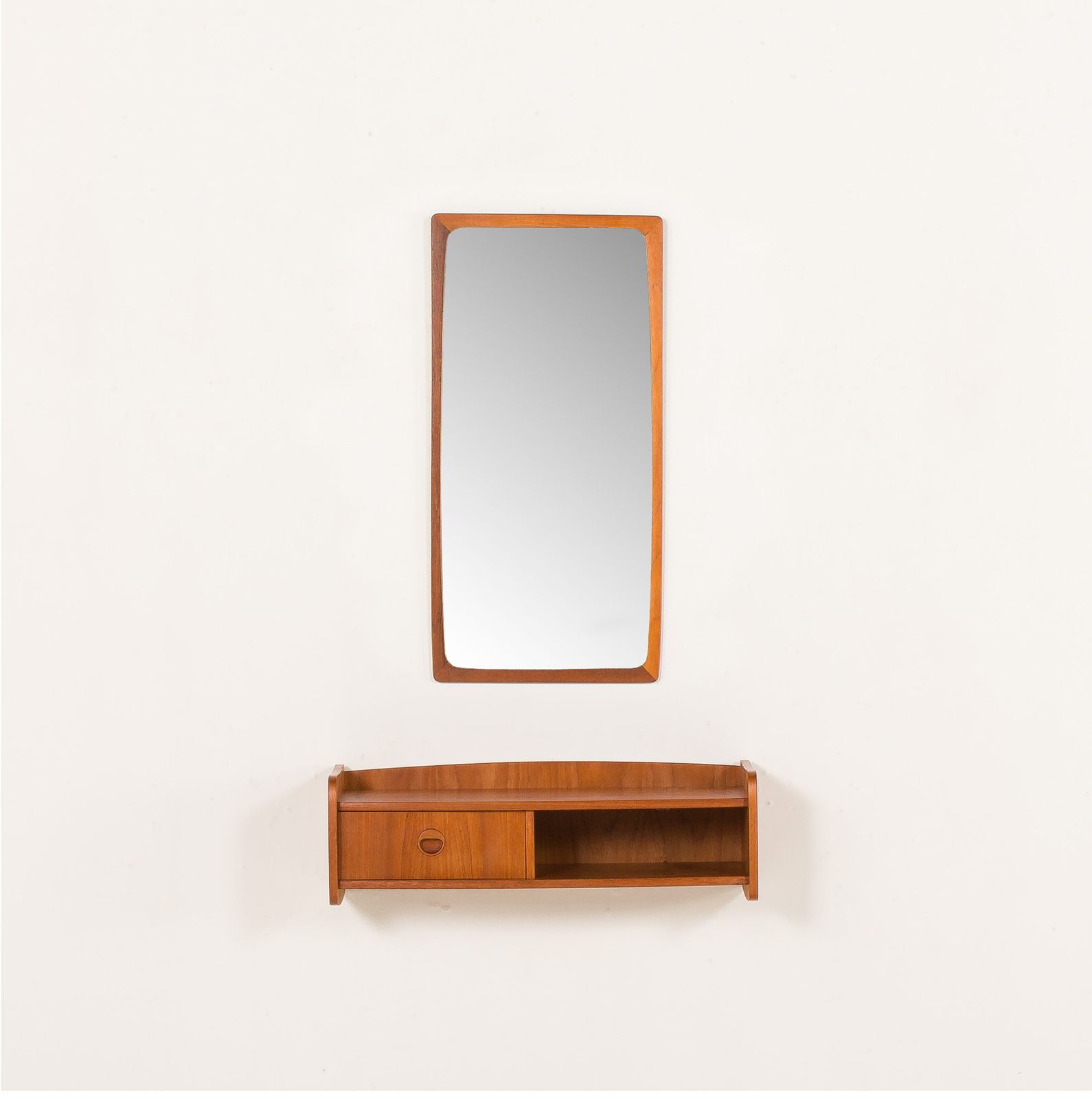 Scandinavian Mid Century Teak Mirror With A Console, 1960s photo for sale