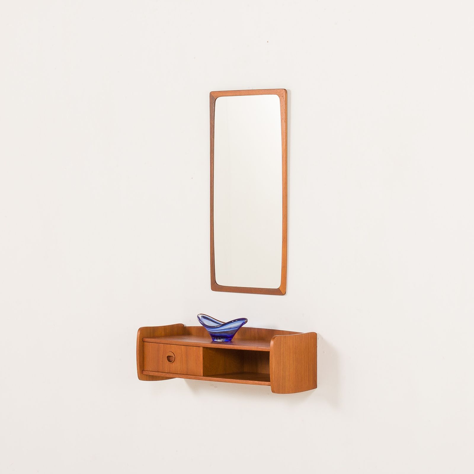 Scandinavian Mid Century Teak Mirror With A Console, 1960s photo Home Decor