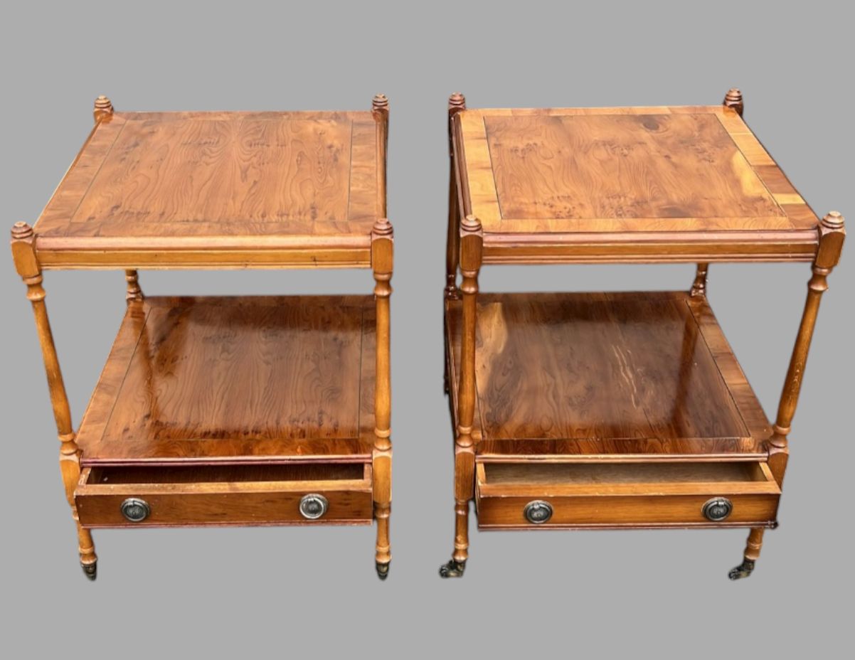 Pair Of Vintage Regency Revival Side Tables On Castors, C.1960s–1970s photo furniture