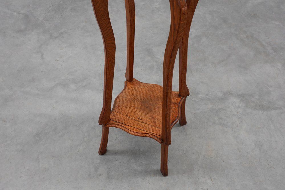 photo for sale Tall Art Deco Oak Pedestal With 2 Levels, France, 1910s