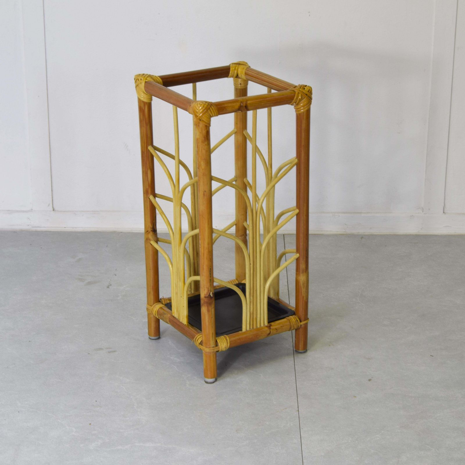 Vintage 70s Bamboo & Rattan Umbrella Stand photo furniture