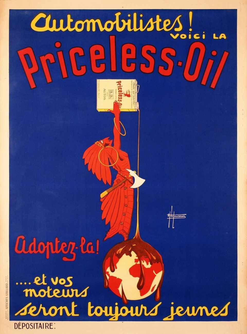 Henri De Laurencin, 1930s   Priceless Oil   Original Vintage Affiche Cm 160 X 120