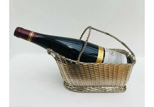 Wine Bottle Holder, Vintage Caddy Basket, Wine Carrier Tote, 20th Century Decor, Art Deco, Vintage French, Bar Accessories photo buy
