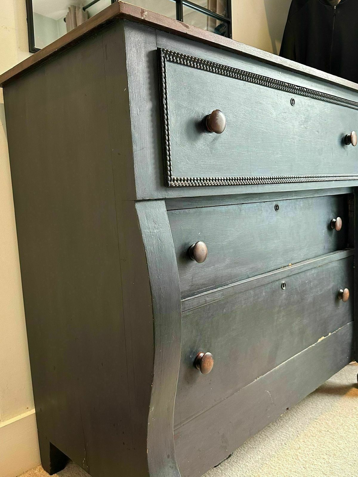Painted Chest Of Drawers (Also Bureau) Charcoal Grey/Dark Blue Tones photo for sale