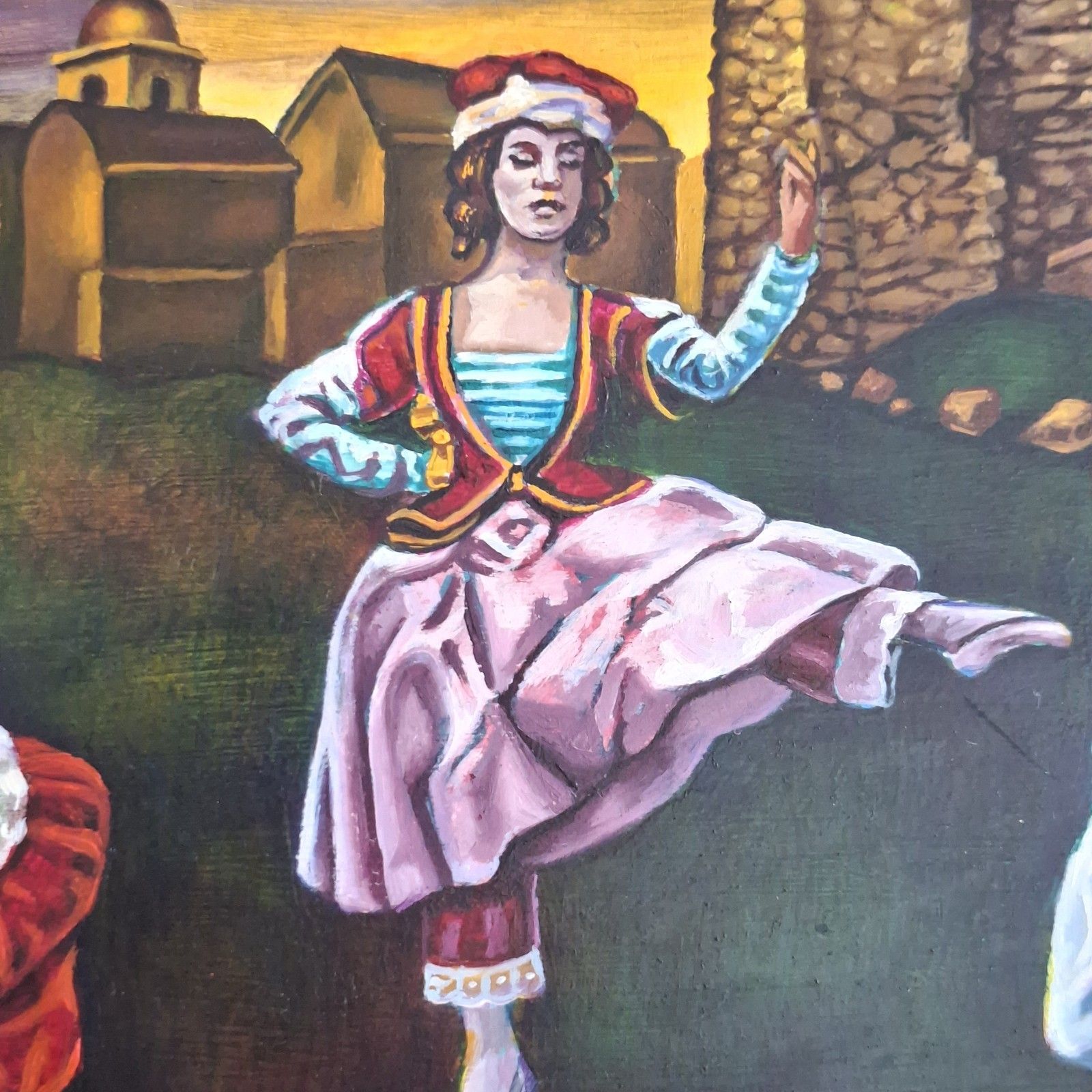 Original Oil On Board Painting Adrienne Seed The Piper Calls The Tune Surrealist photo furniture