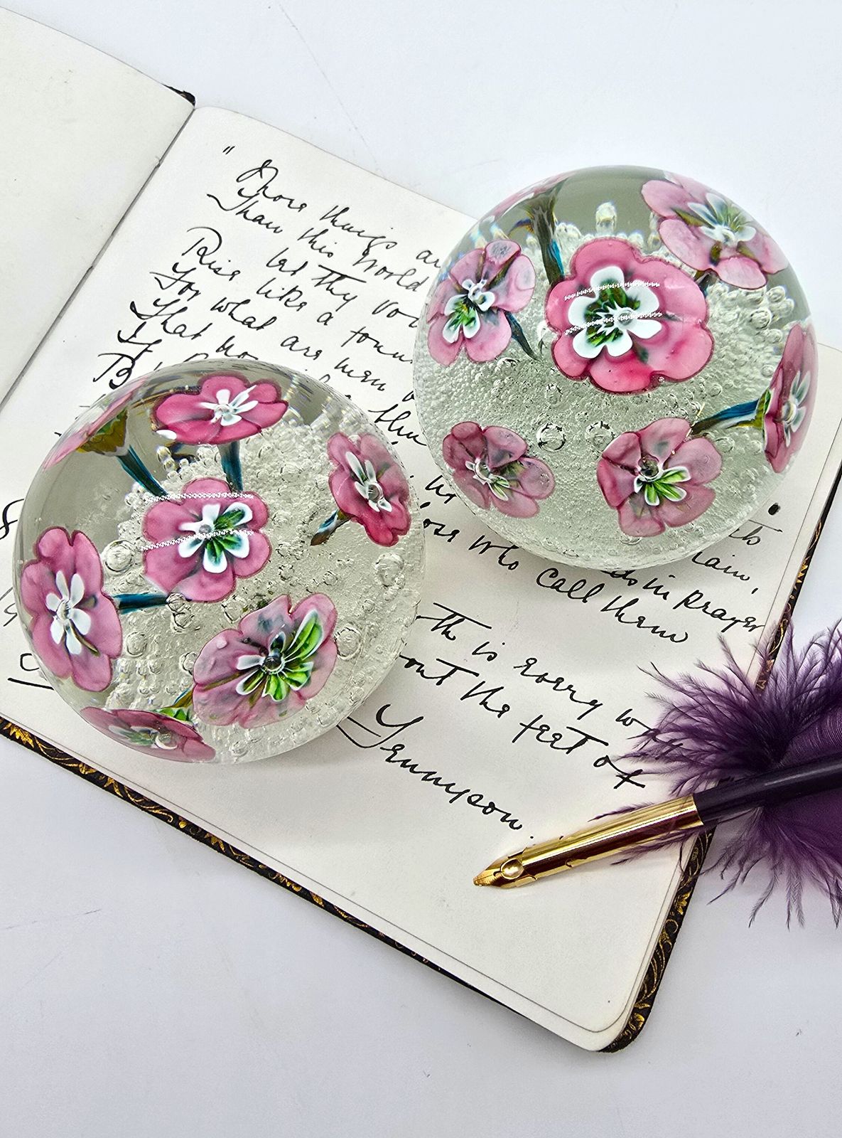 photo furniture A Stunning Pair Of  Italian Murano Glass Paperweights, Circa 1930