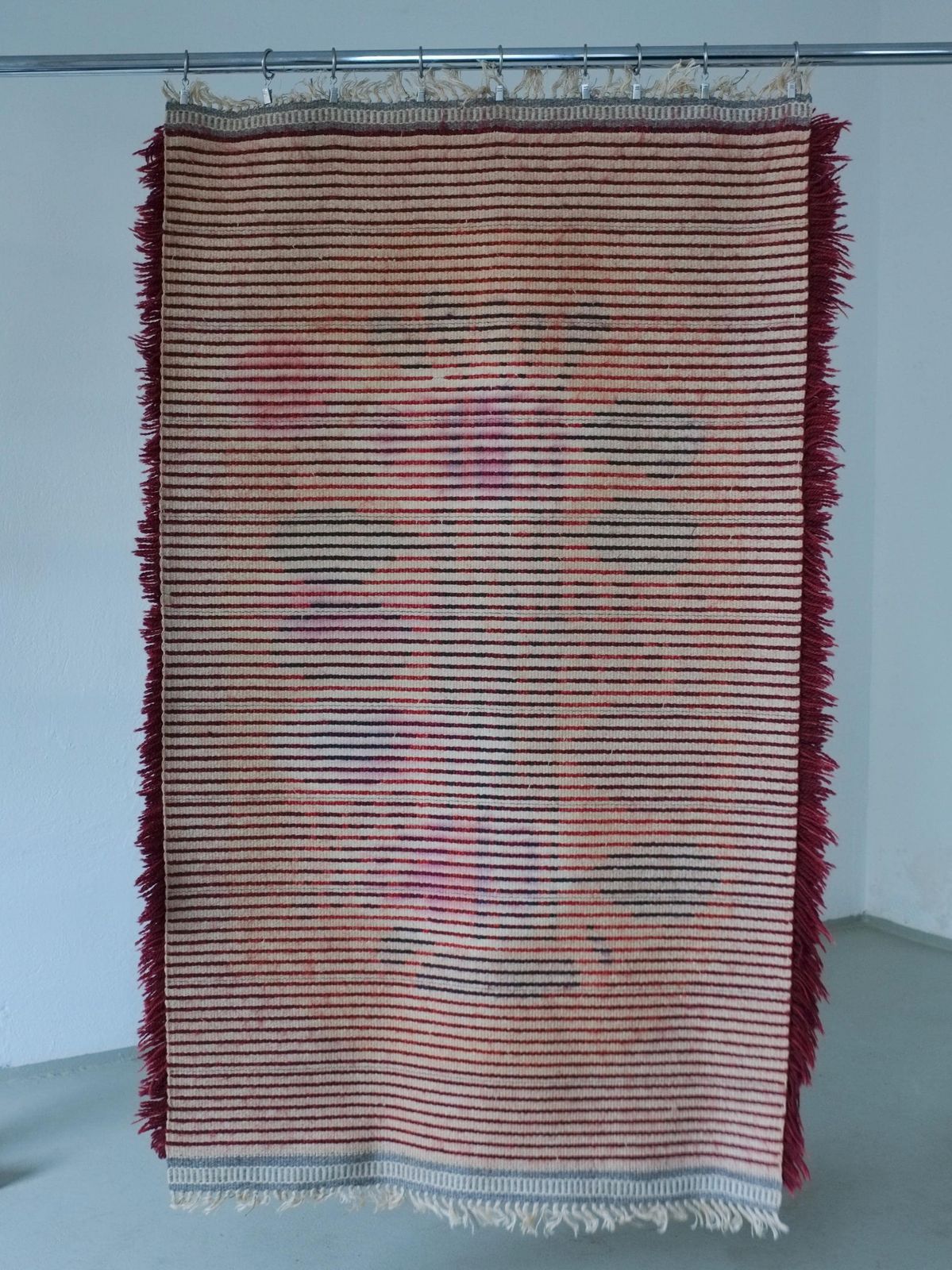 Vintage Swedish Red Wool Rya Rug | 1960s photo for sale