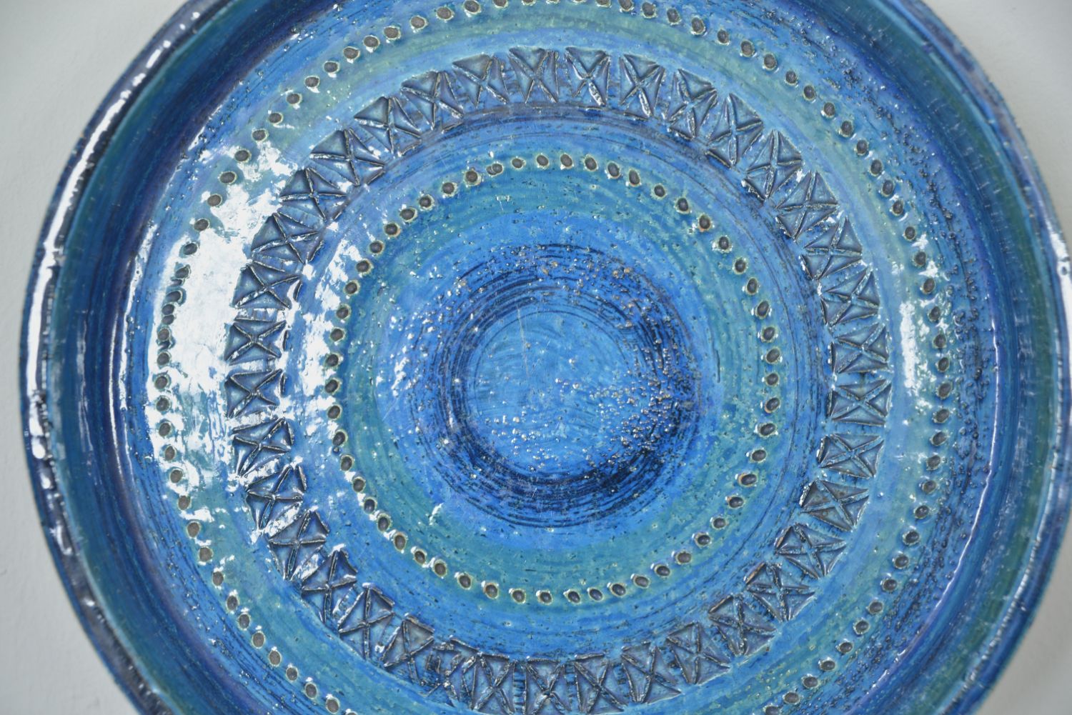 Home Decor Large 1960s Midcentury Bitossi Aldo Londi Rimini Blu Pottery Ceramic Centrepiece Bowl Italy photo