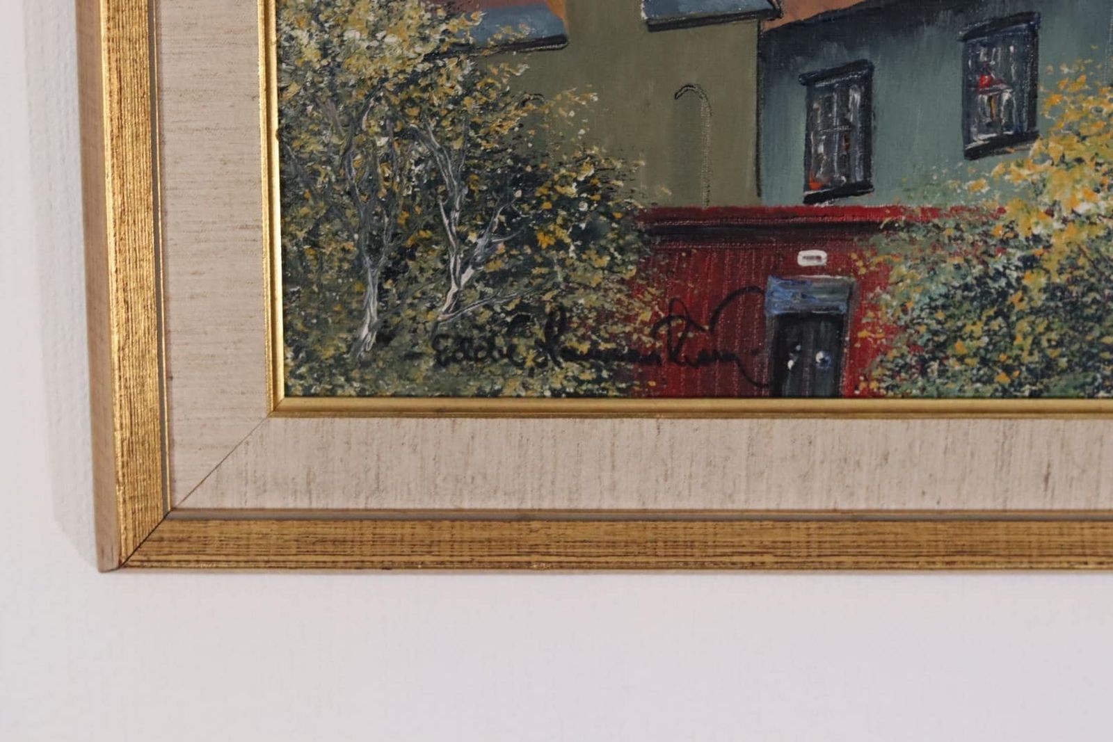 Original Mid Century Swedish Oil On Canvas – “Stockholm” By Eddie Hammerström – Vintage & Framed – 67 × 78 Cm (26.4" × 30.7") photo for sale