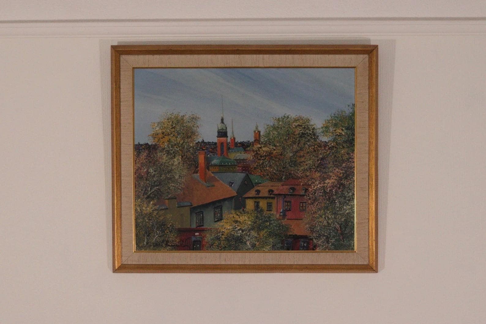 Original Mid Century Swedish Oil On Canvas – “Stockholm” By Eddie Hammerström – Vintage & Framed – 67 × 78 Cm (26.4" × 30.7") photo 315.0