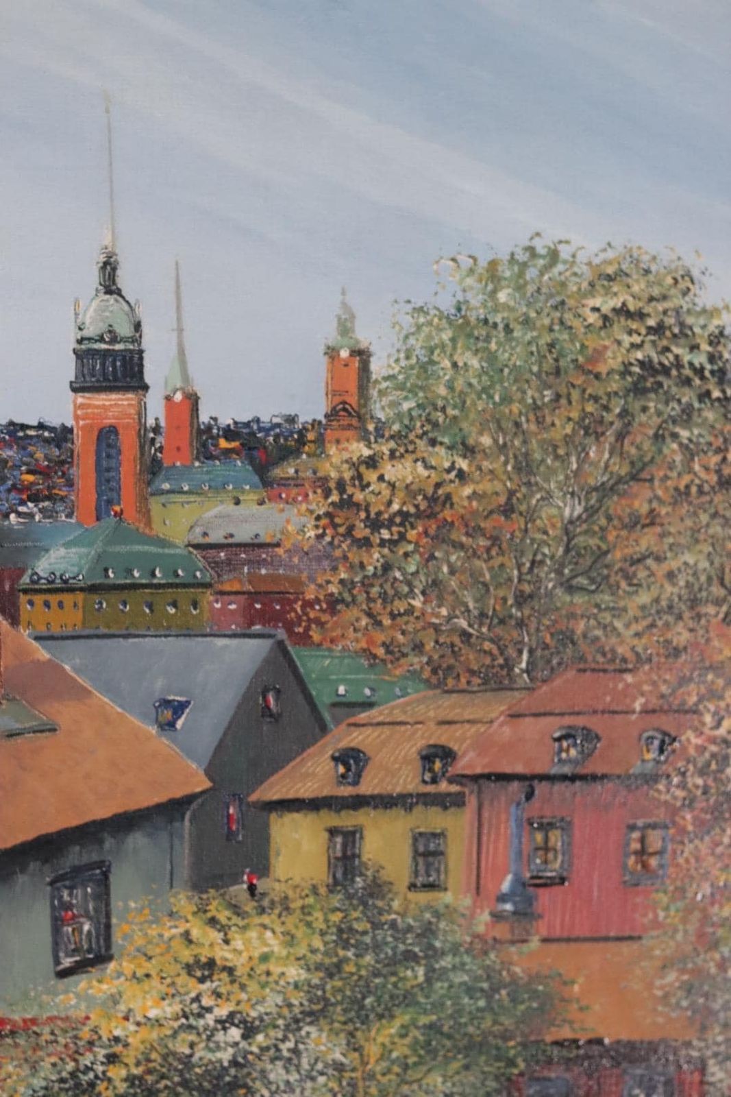 Original Mid Century Swedish Oil On Canvas – “Stockholm” By Eddie Hammerström – Vintage & Framed – 67 × 78 Cm (26.4" × 30.7") photo vinterior