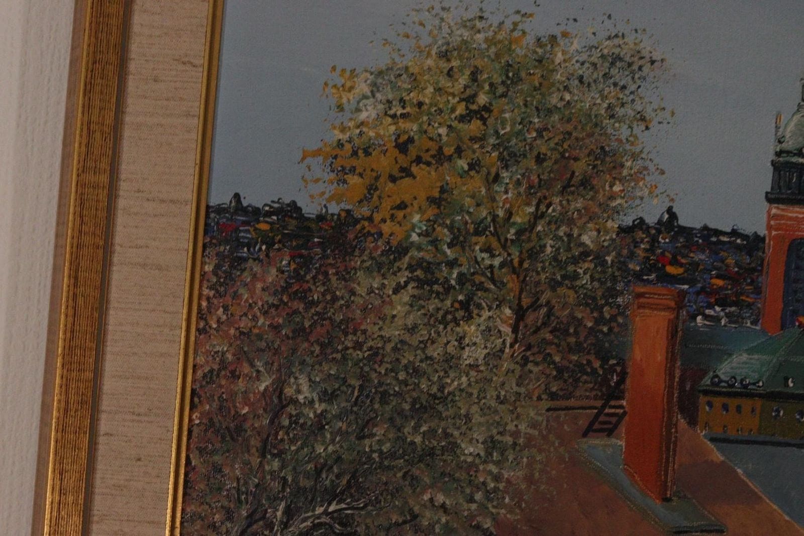 photo vintage Original Mid Century Swedish Oil On Canvas – “Stockholm” By Eddie Hammerström – Vintage & Framed – 67 × 78 Cm (26.4" × 30.7")