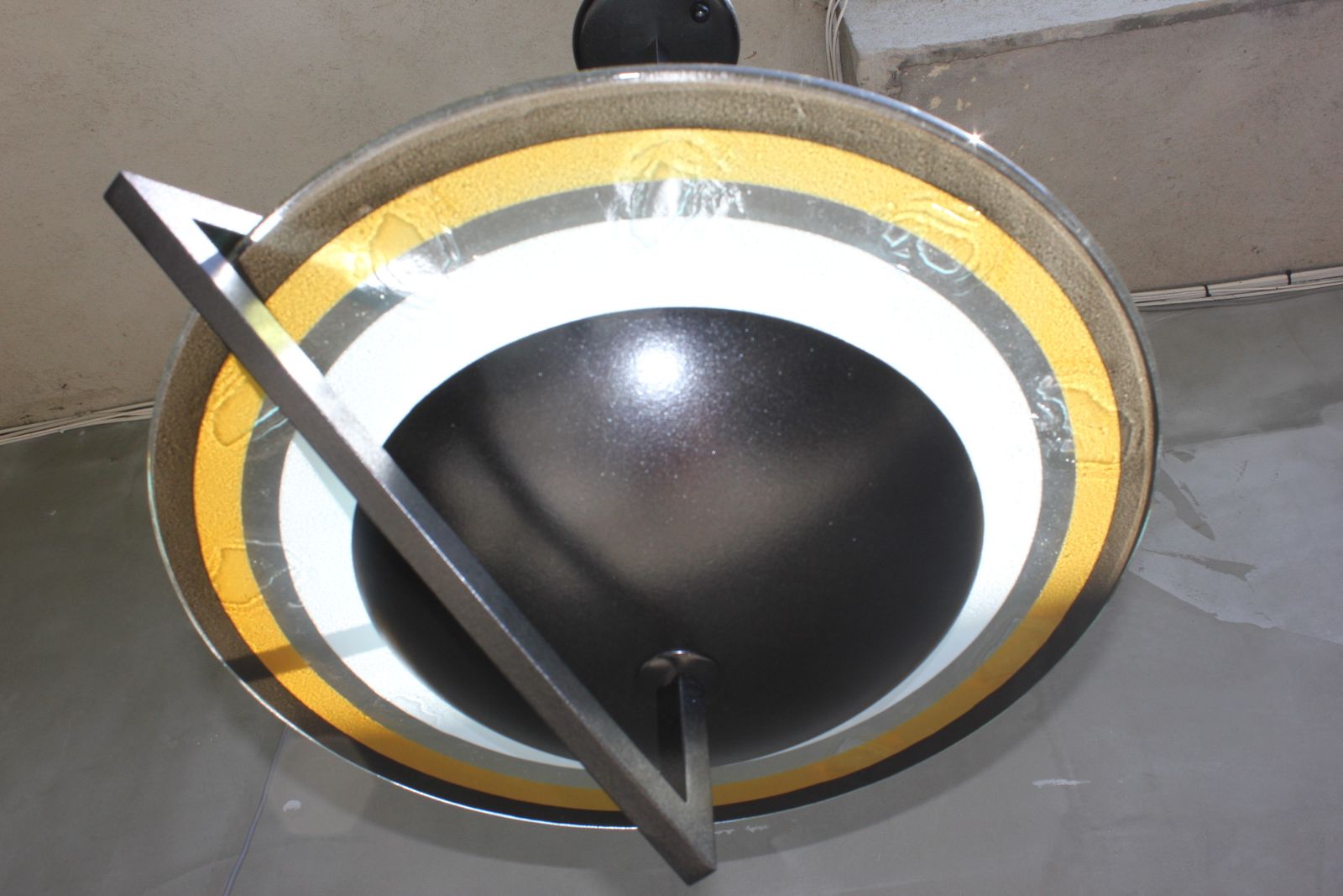 photo furniture Modernist Pendant Light Metal Glass Shade 1980s Italian Ceiling Lamp Artistic Lighting