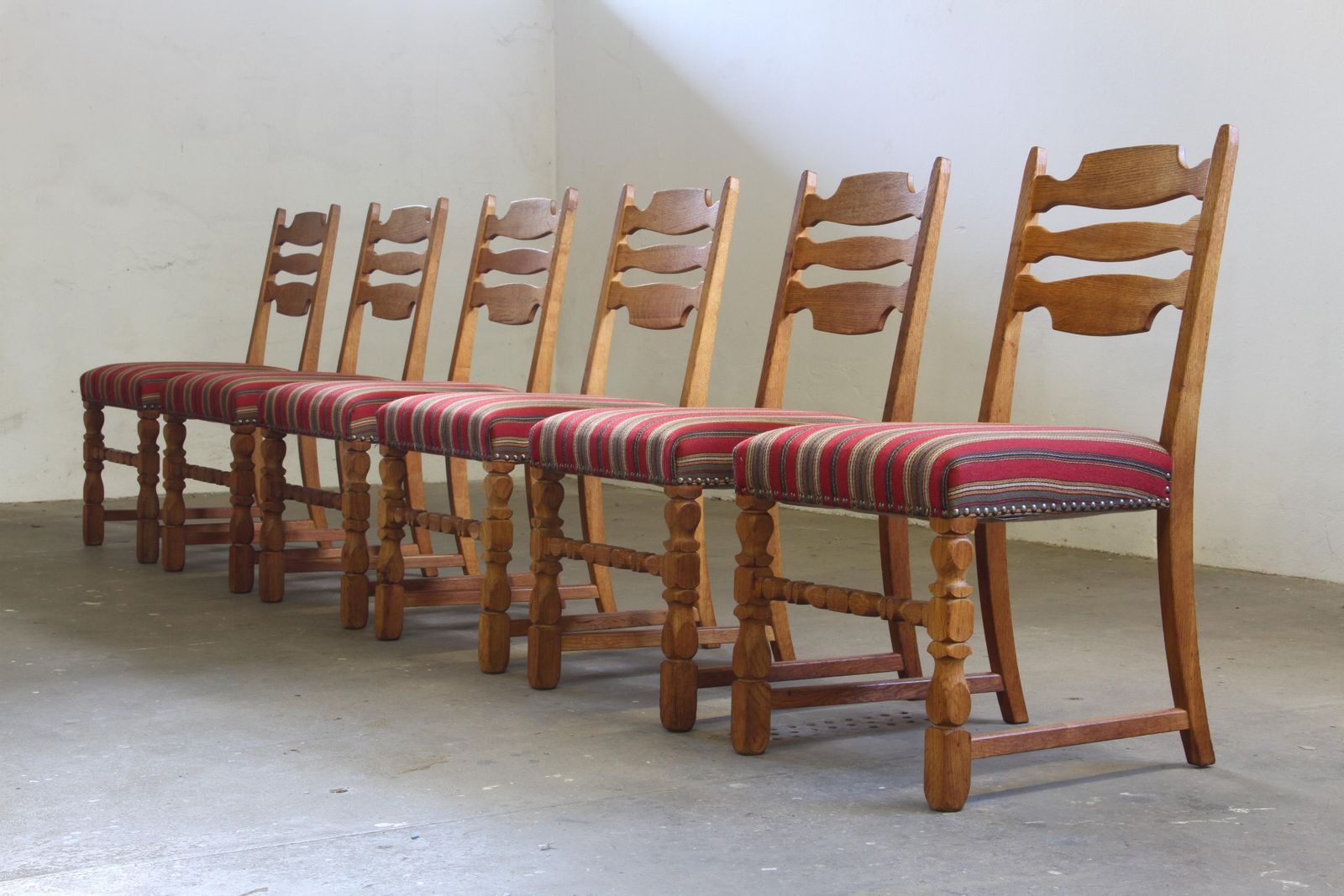 Vintage 1960s Danish Farmhouse Oak Dining Chairs Style Of Henning Kjærnulf photo Furniture