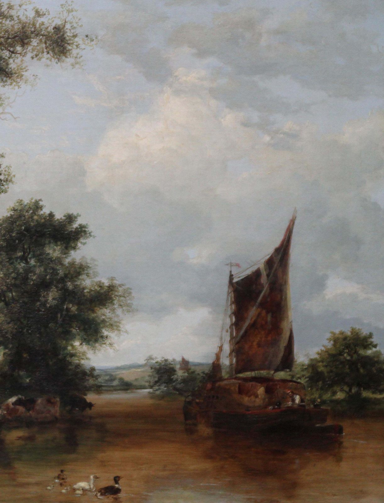 5342.0 Pulling In The Creel Nets   British Victorian Art River Landscape Oil Paintingcirca 1865 photo