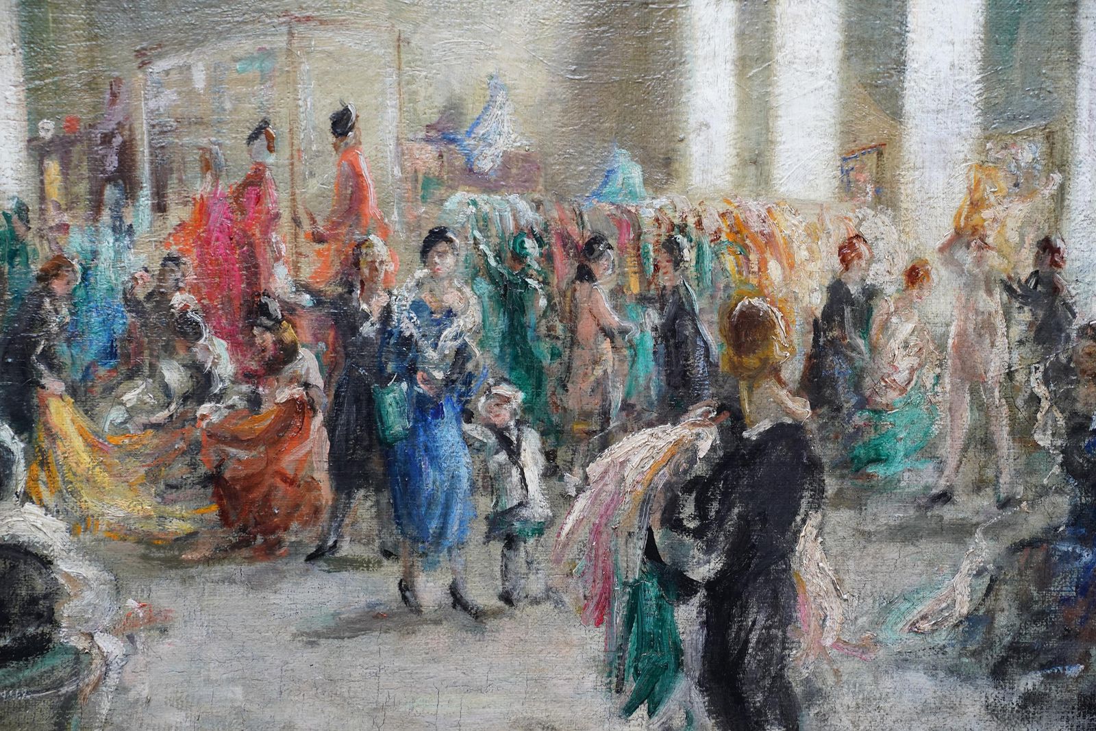 Leonard Fullerharrod's Dress Department Interior   British Impressionist Art Oil Paintingcirca 1940 photo Art