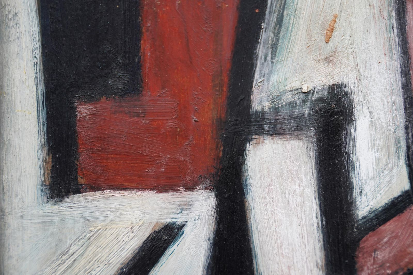 Leo Davyseated Figure III 1952   British Abstract Art Oil Painting Red White Black1952 photo 2855.0