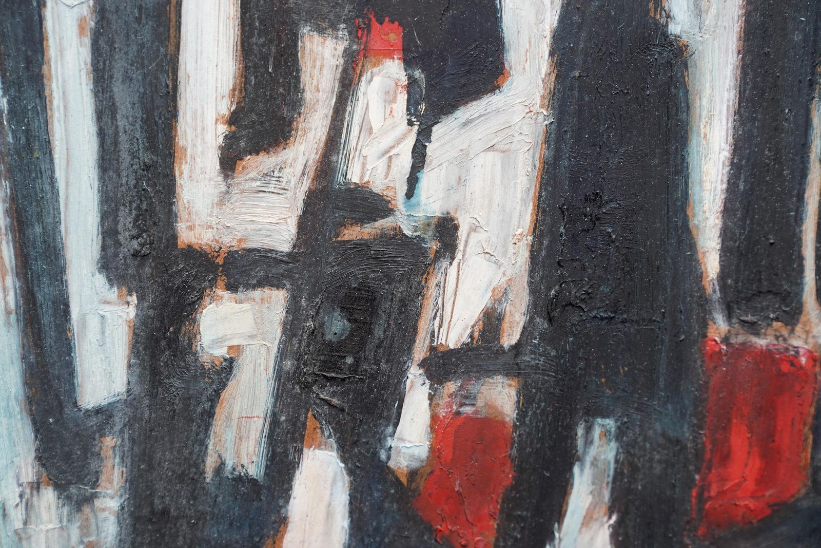 Leo Davystreet Scene II   British 1953 Abstract Art Oil Painting Red Black White1953 photo buy