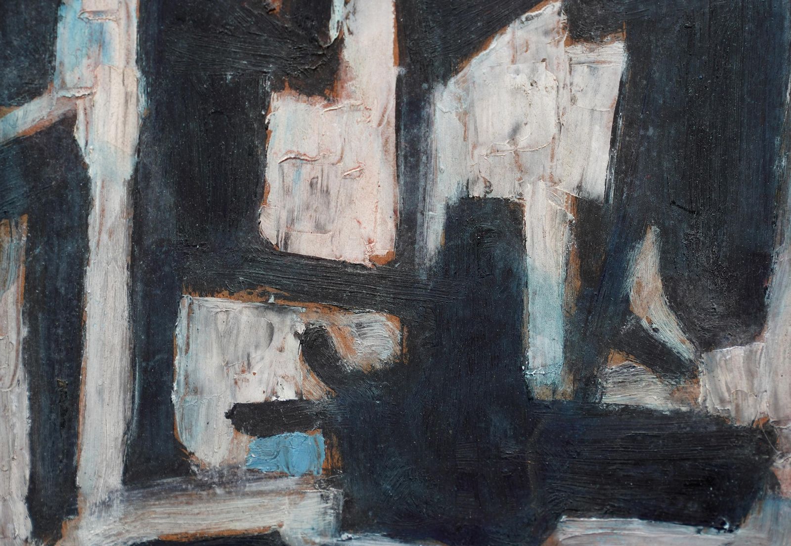 photo furniture Leo Davystreet Scene II   British 1953 Abstract Art Oil Painting Red Black White1953