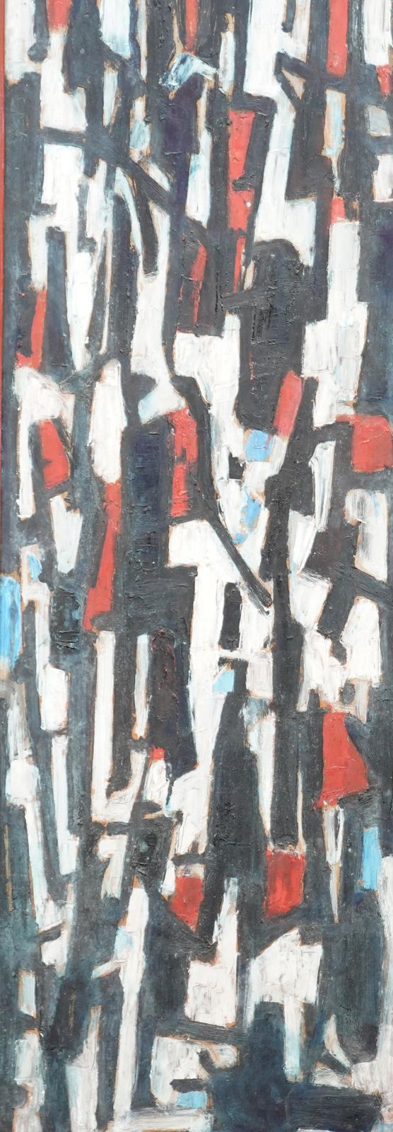 Art Leo Davystreet Scene II   British 1953 Abstract Art Oil Painting Red Black White1953 photo