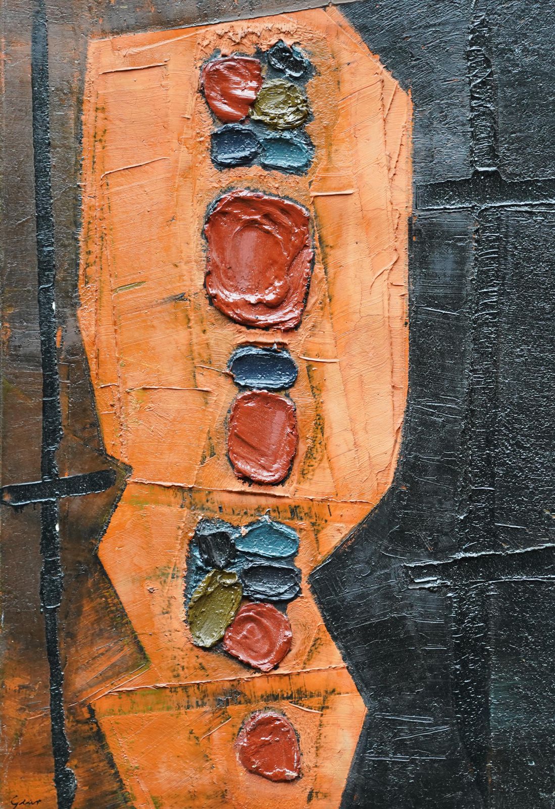 photo buy William Gearenigma No. 1   Scottish 1950's Abstract Art Oil Painting Orange Black1954