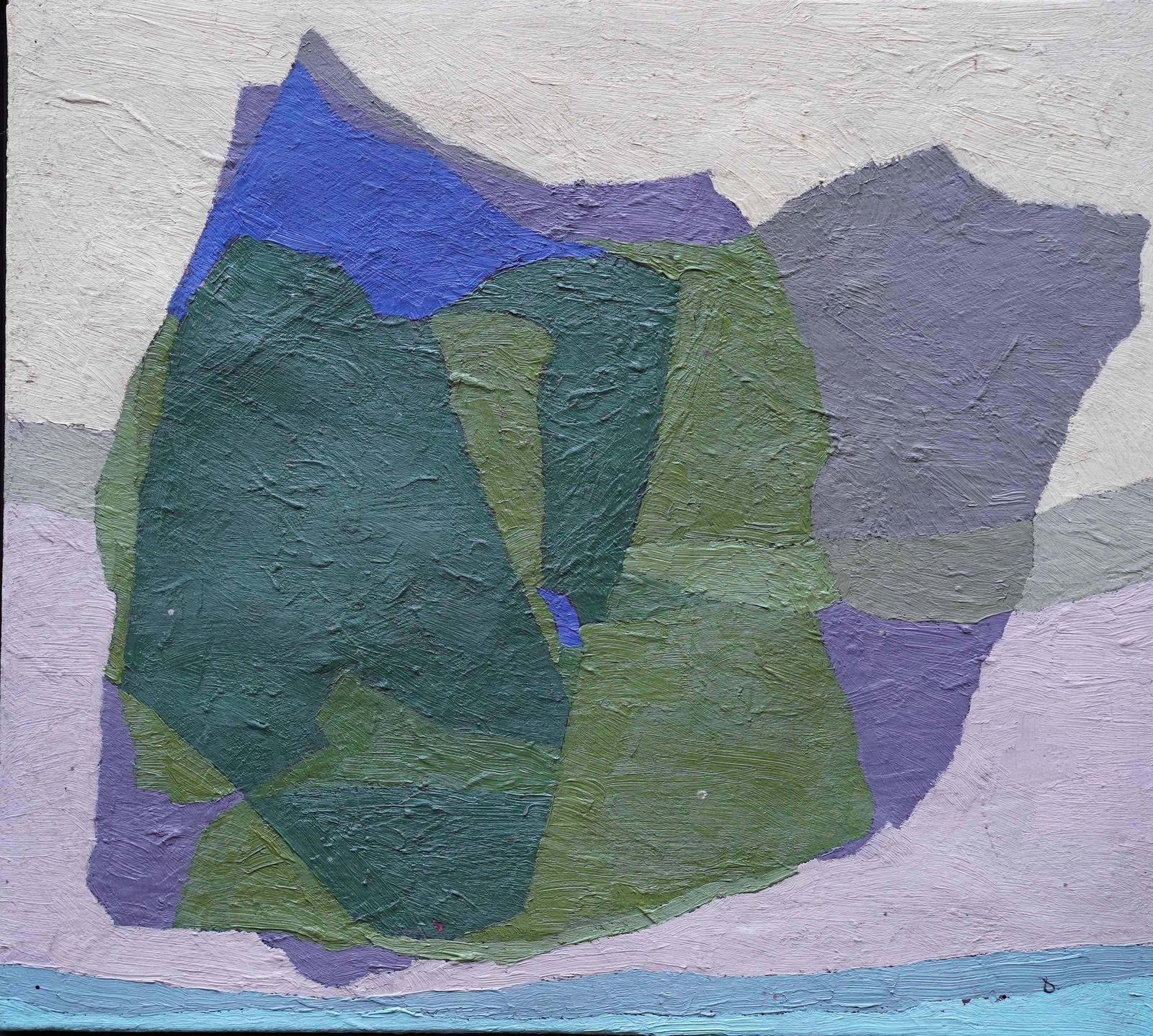 Peter L Fieldabstract With Man Verso   British Fifties Abstract Art Oil Painting Green Bluecirca 1955 photo furniture