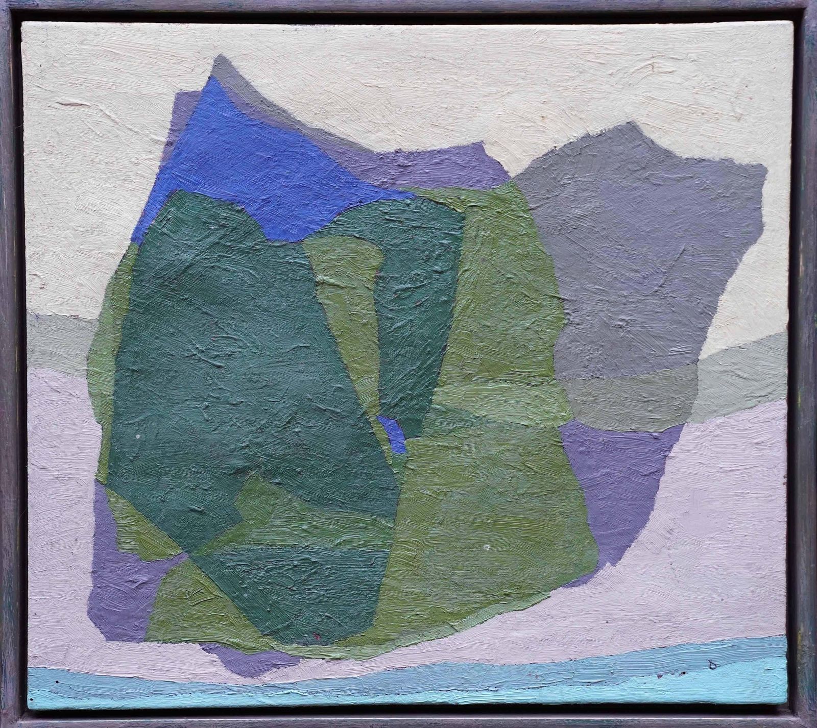 Peter L Fieldabstract With Man Verso   British Fifties Abstract Art Oil Painting Green Bluecirca 1955 photo vinterior