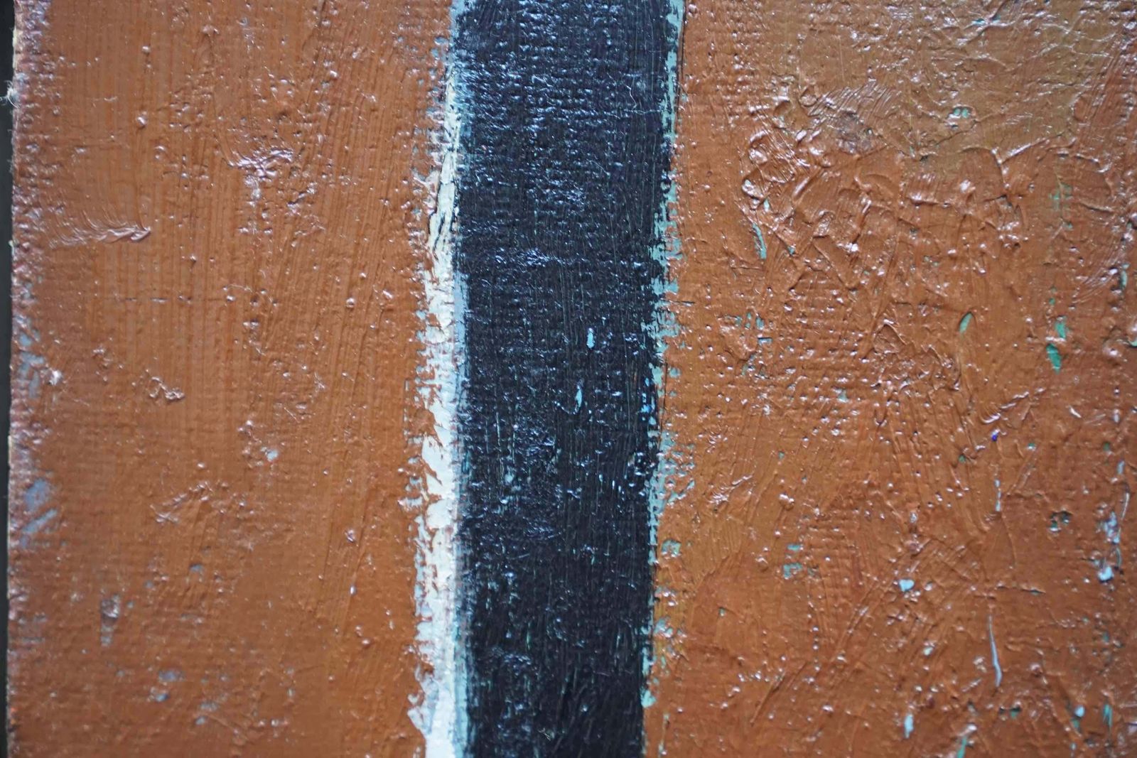 Peter L Fieldblue Circle On Brown Abstract   British Fifties Abstract Art Oil Paintingcirca 1955 photo for sale