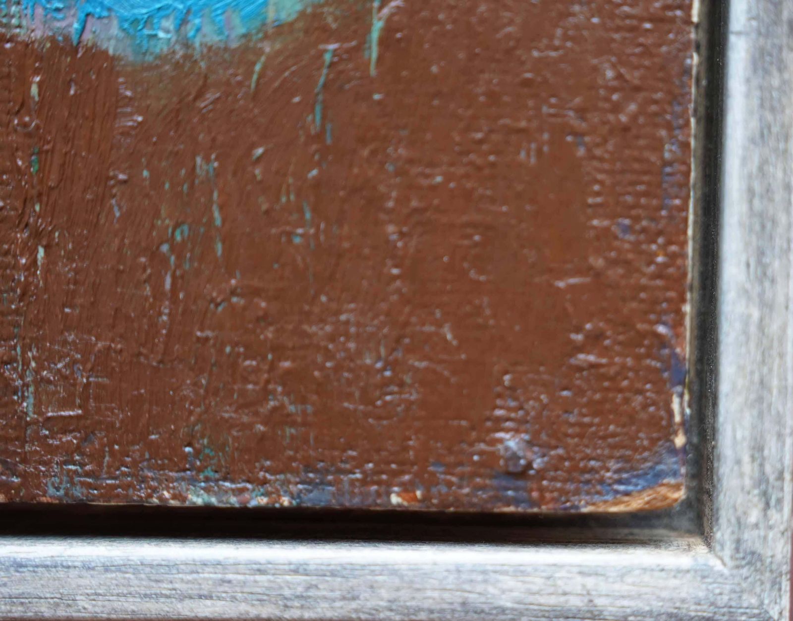 photo furniture Peter L Fieldblue Circle On Brown Abstract   British Fifties Abstract Art Oil Paintingcirca 1955