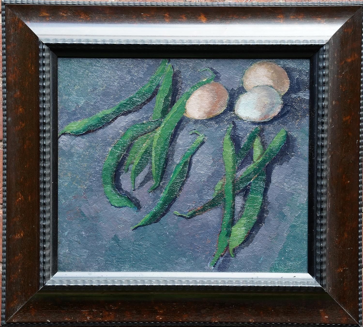Peter L Fieldstill Life Of Beans And Eggs   British 50's Post Impressionist Art Oil Paintingcirca 1955