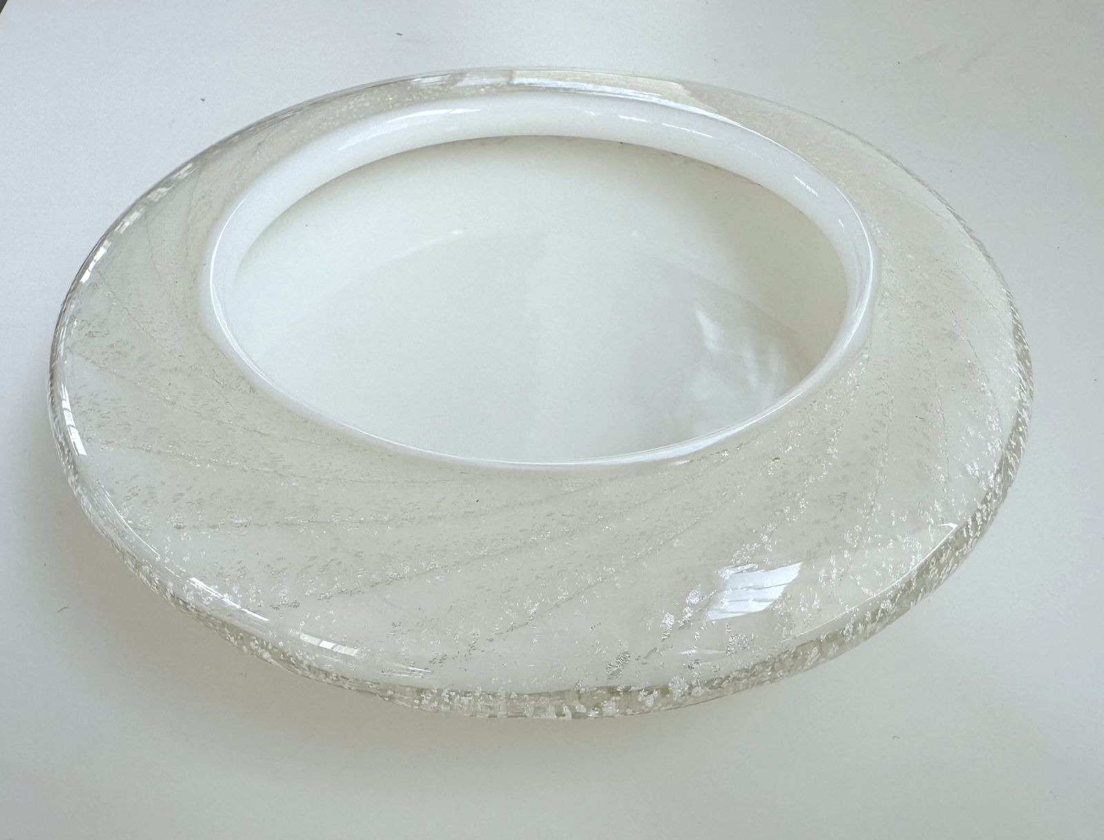 photo furniture Italian Murano Glass Center Piece Or Vide Poche In Twisted Glass With Silver, 1970s