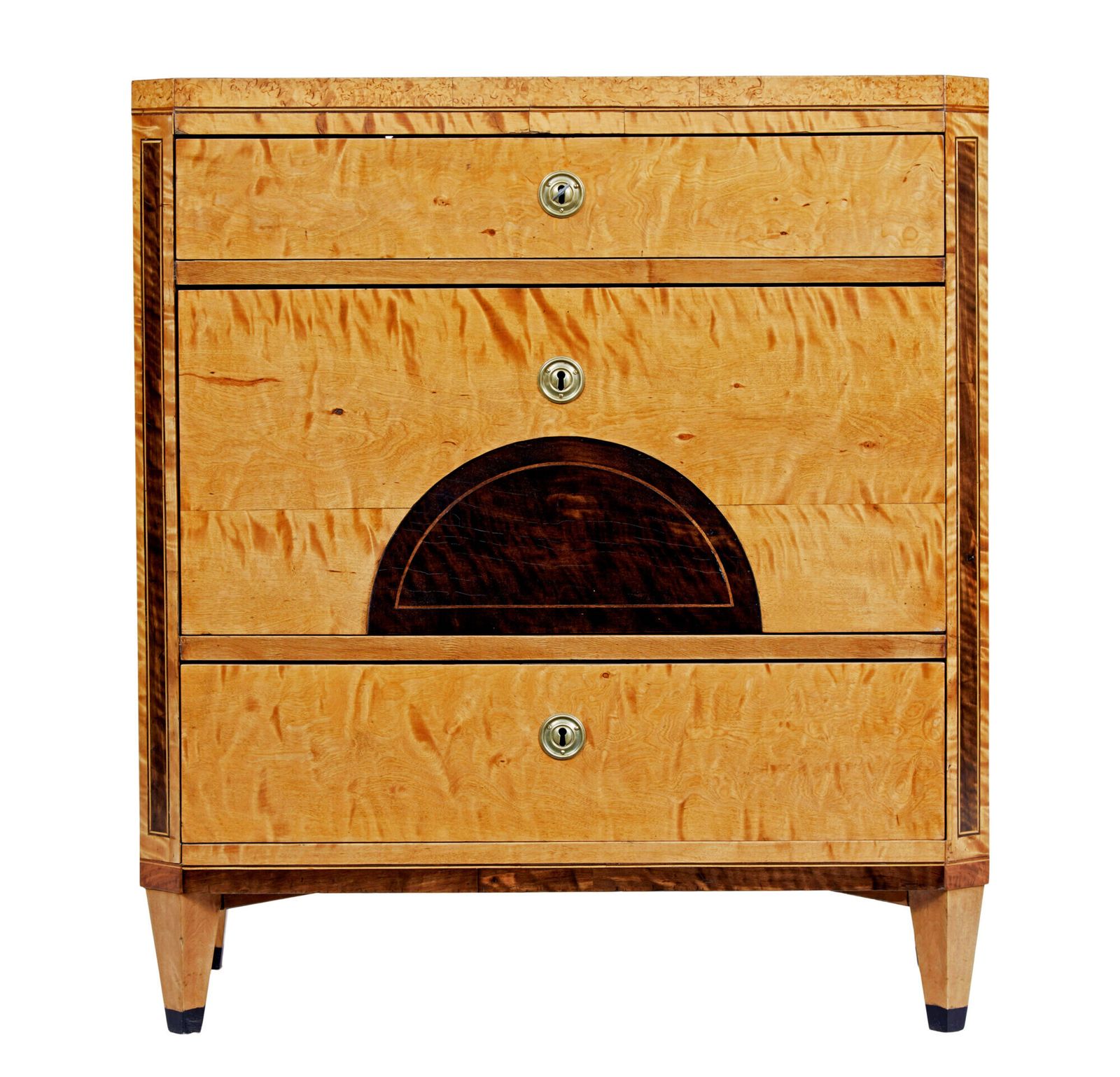 Swedish Biedermeier 19th Century Inlaid Birch Chest Of Drawers photo Furniture