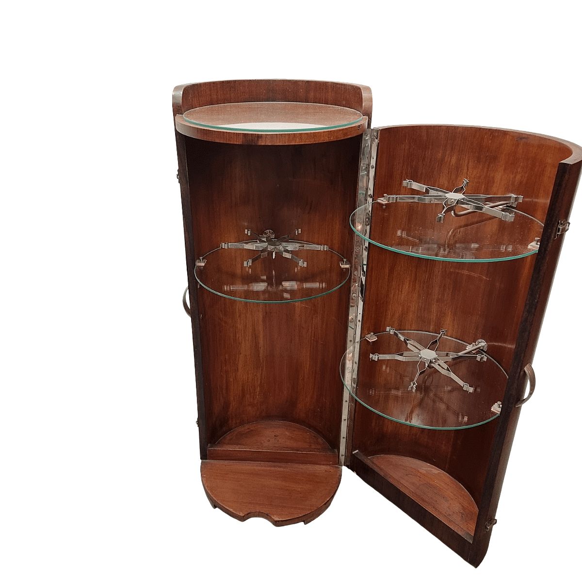 French Art Deco Mahogany Round Bar Furniture, 1920/30s photo furniture