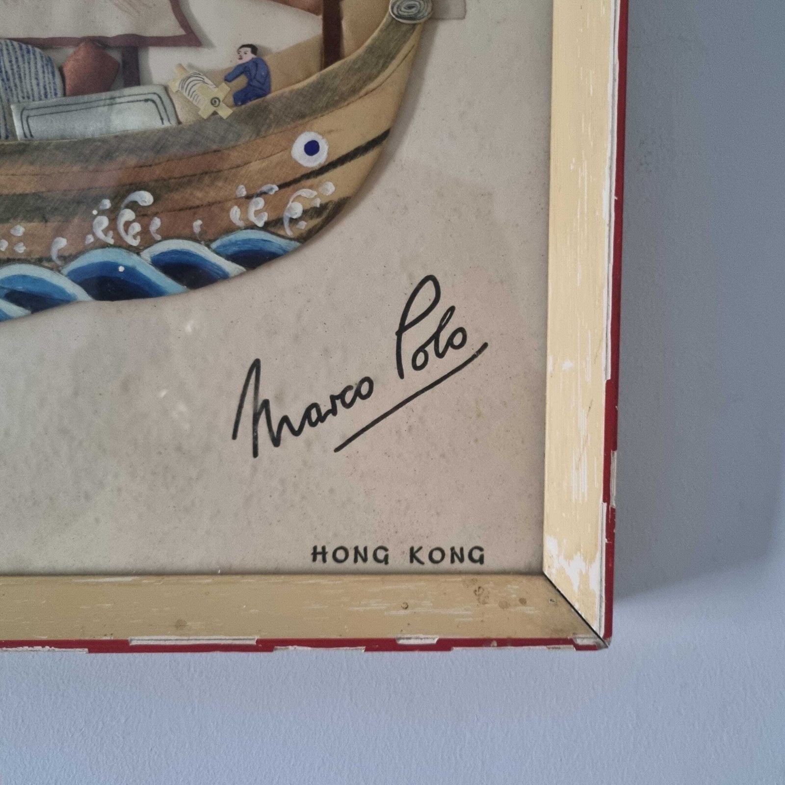 Original Vintage Padded Silk Picture From The Marco Polo Hotel Hong Kong photo furniture