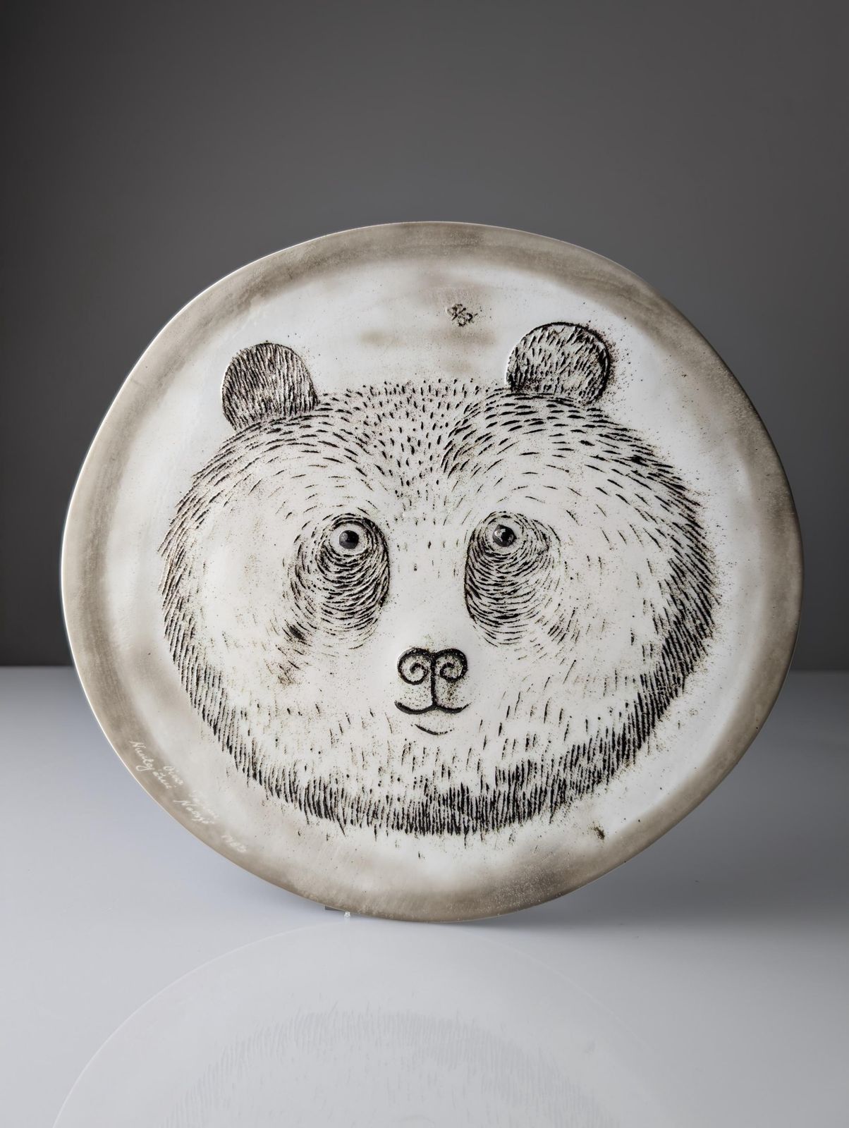 Plato De Cerámica Oso Panda Por Oiva Toikka Para Nuutajärvi, 1983 photo vintage
