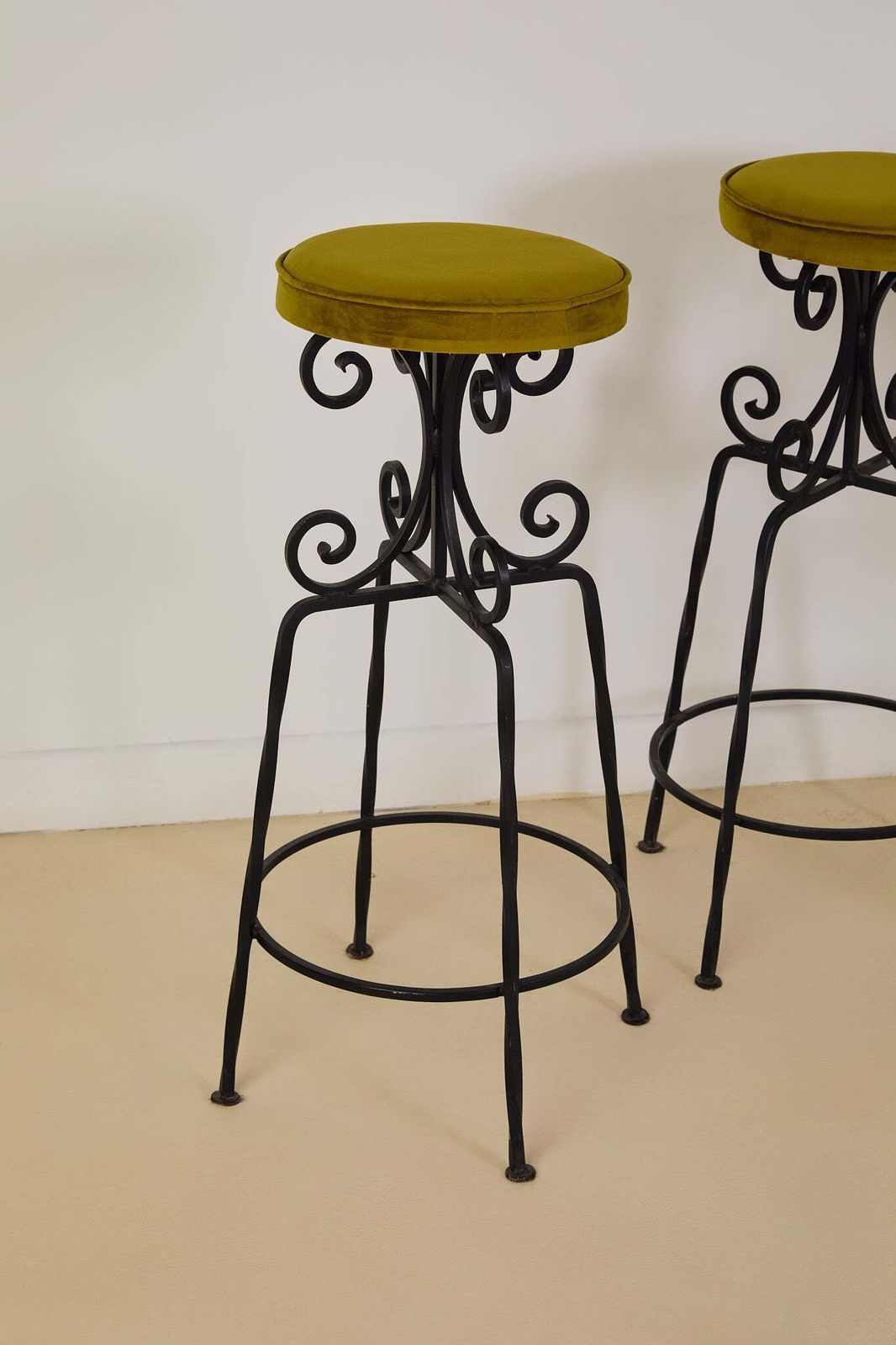 Set Of X4 French Art Deco Forged Bar Stools photo furniture