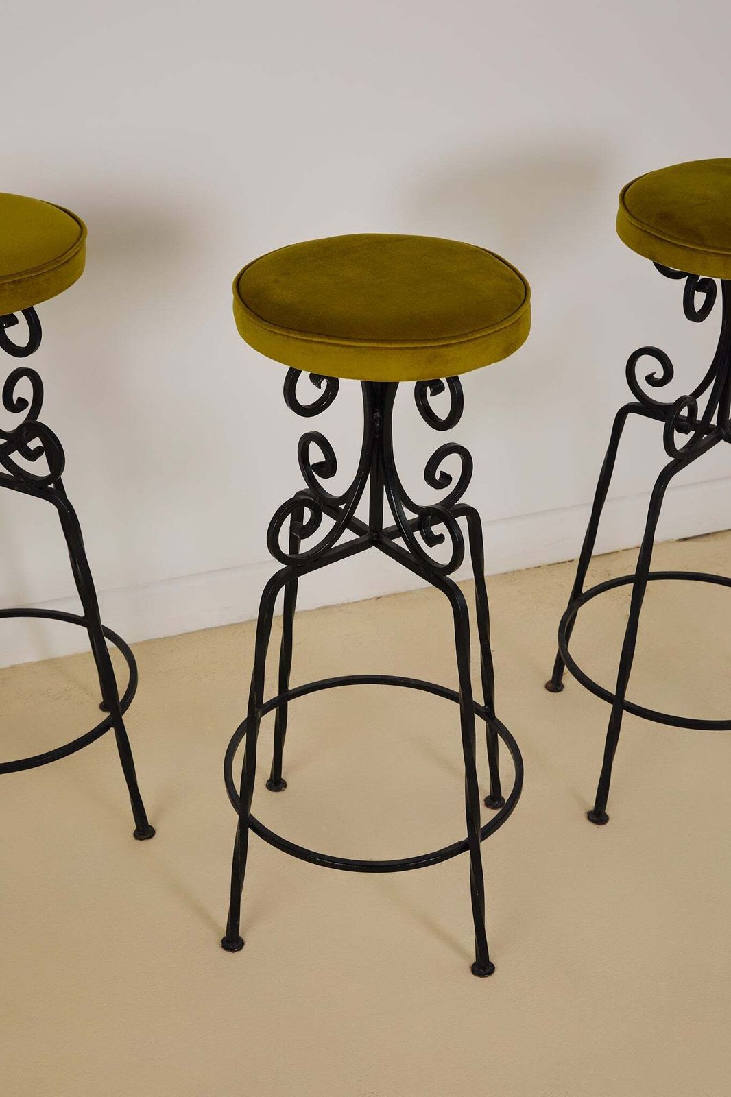 Set Of X4 French Art Deco Forged Bar Stools photo Furniture